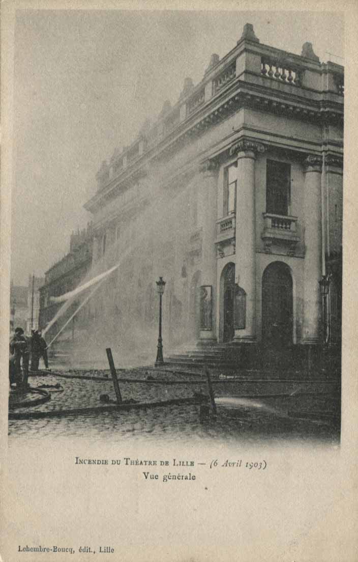 Incendie du Grand Théatre de Lille, 6 aprile 1903. Vue gènérale